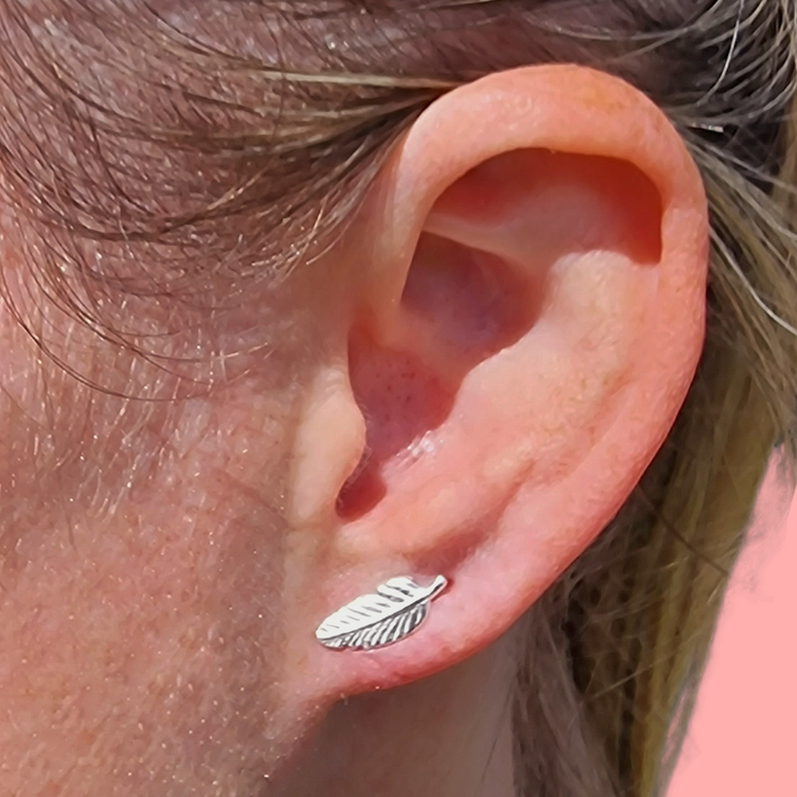 Silver Leaf Stud Earrings