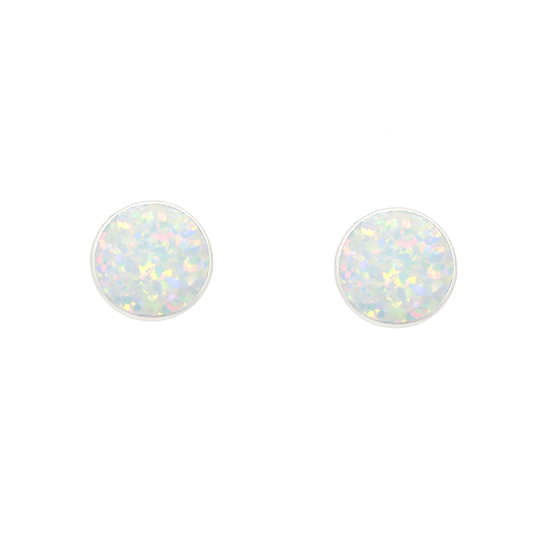 Opalite Round Silver Stud Earrings