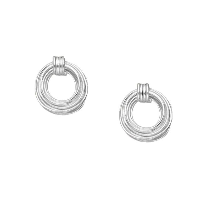 Wire Coil Hoops Sterling Silver Stud Earrings