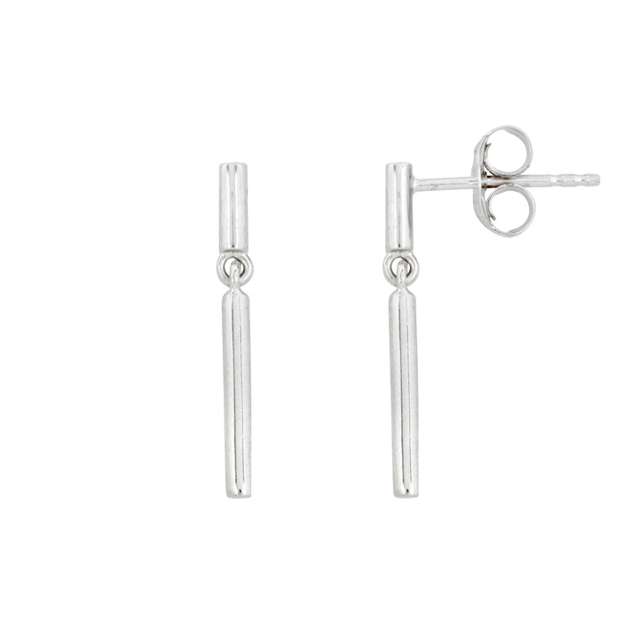 Minimalist Dainty Silver Bar Stud Earrings