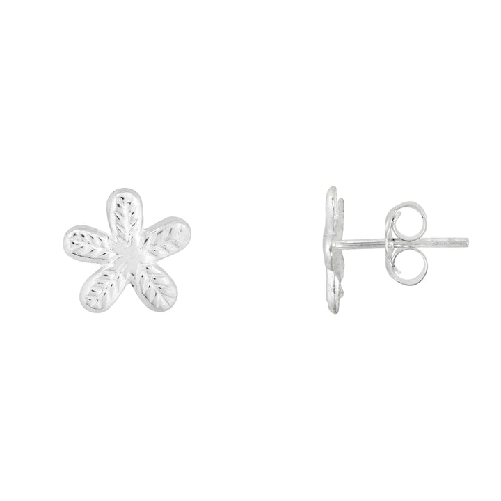 Flower Petal Sterling Silver Stud Earrings