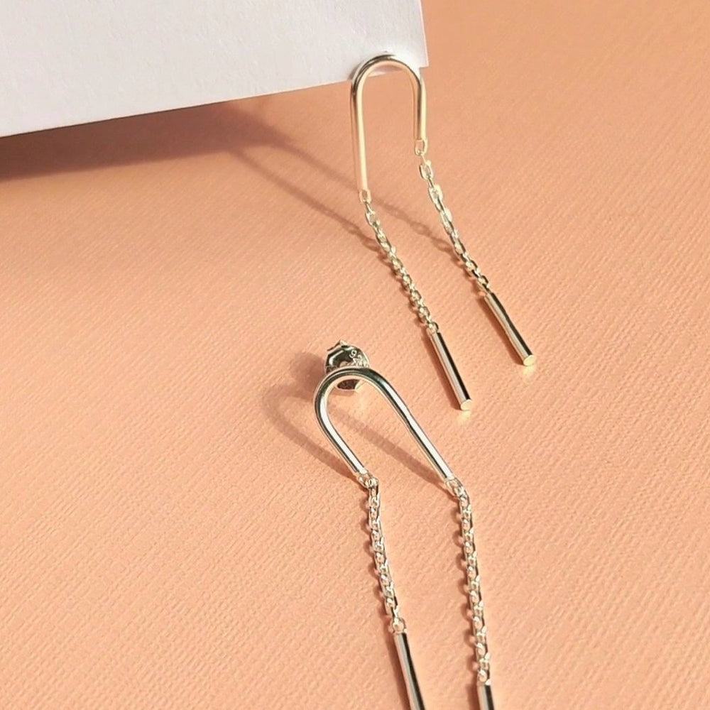 Asymmetrical Arch Sterling Silver Stud Earrings 1101