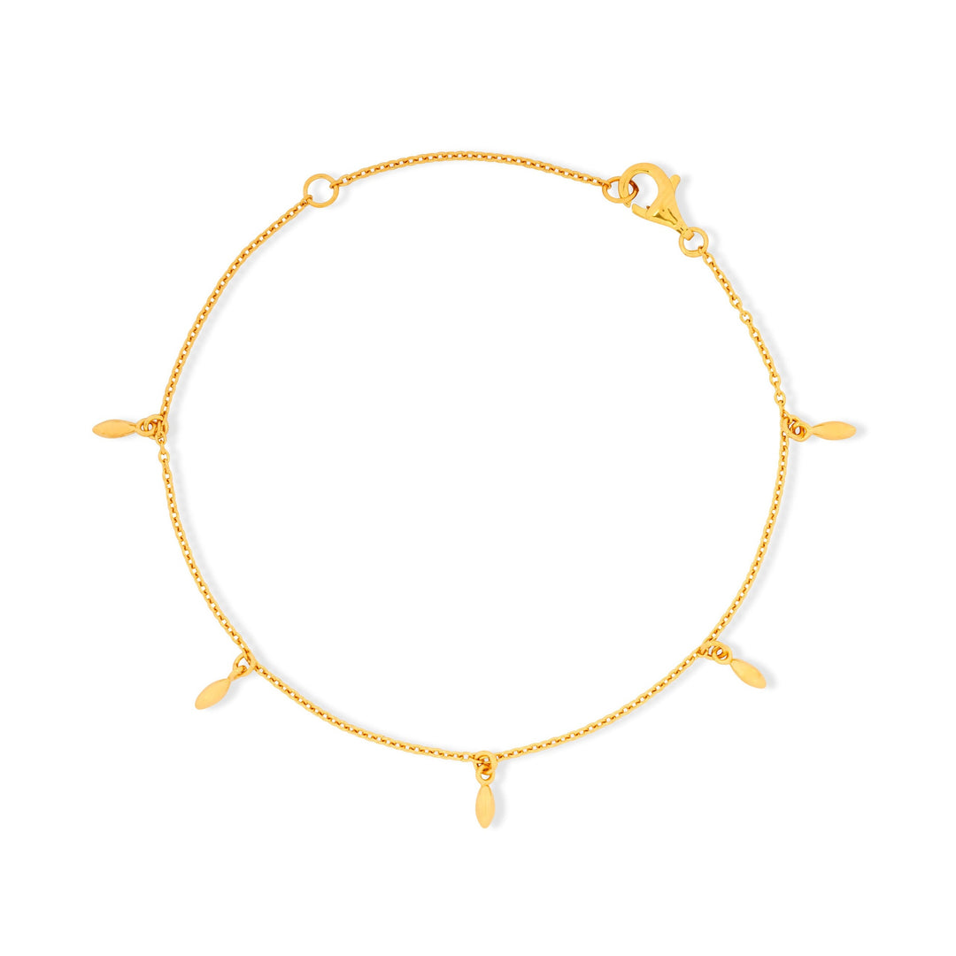Rice Grain Chain Yellow Gold Charm Bracelet