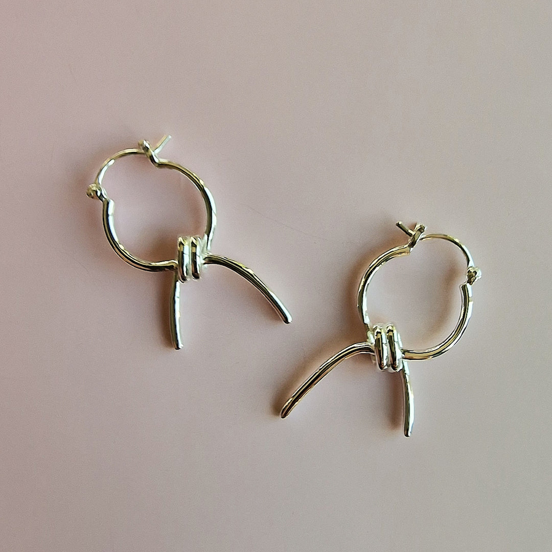 Silver Knotted Hoop Earrings