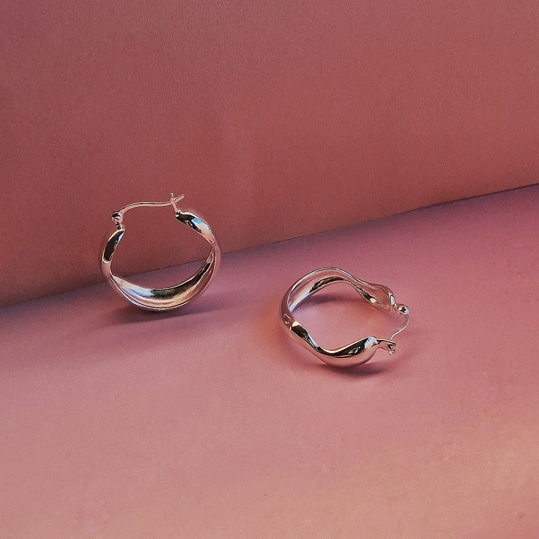 Silver Large Water Hoop Earrings