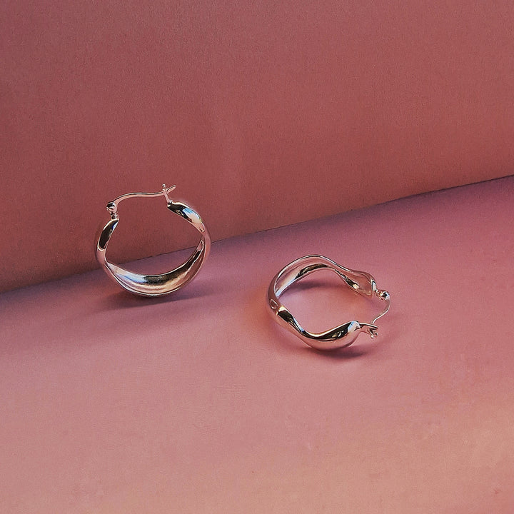 Silver Large Water Hoop Earrings