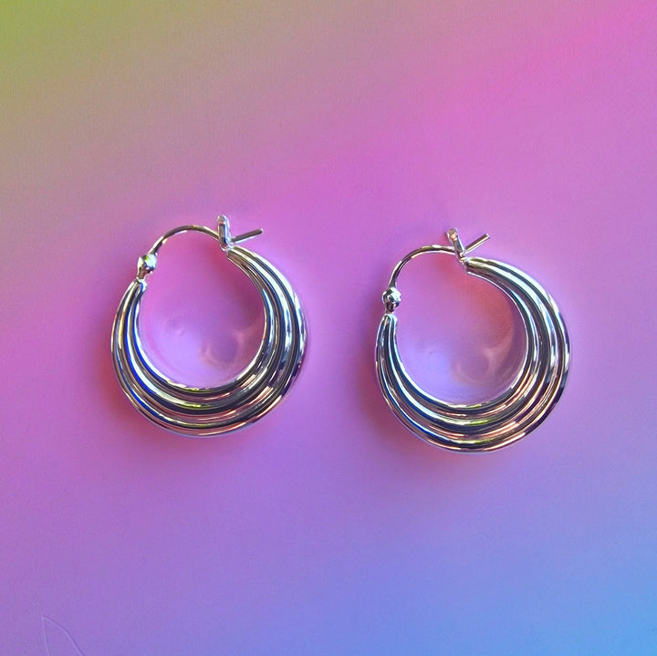 Silver Layered Hoop Earrings