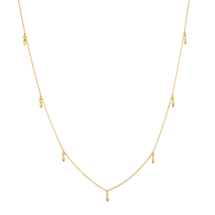 Rice Grain Chain Yellow Gold Charm Necklace