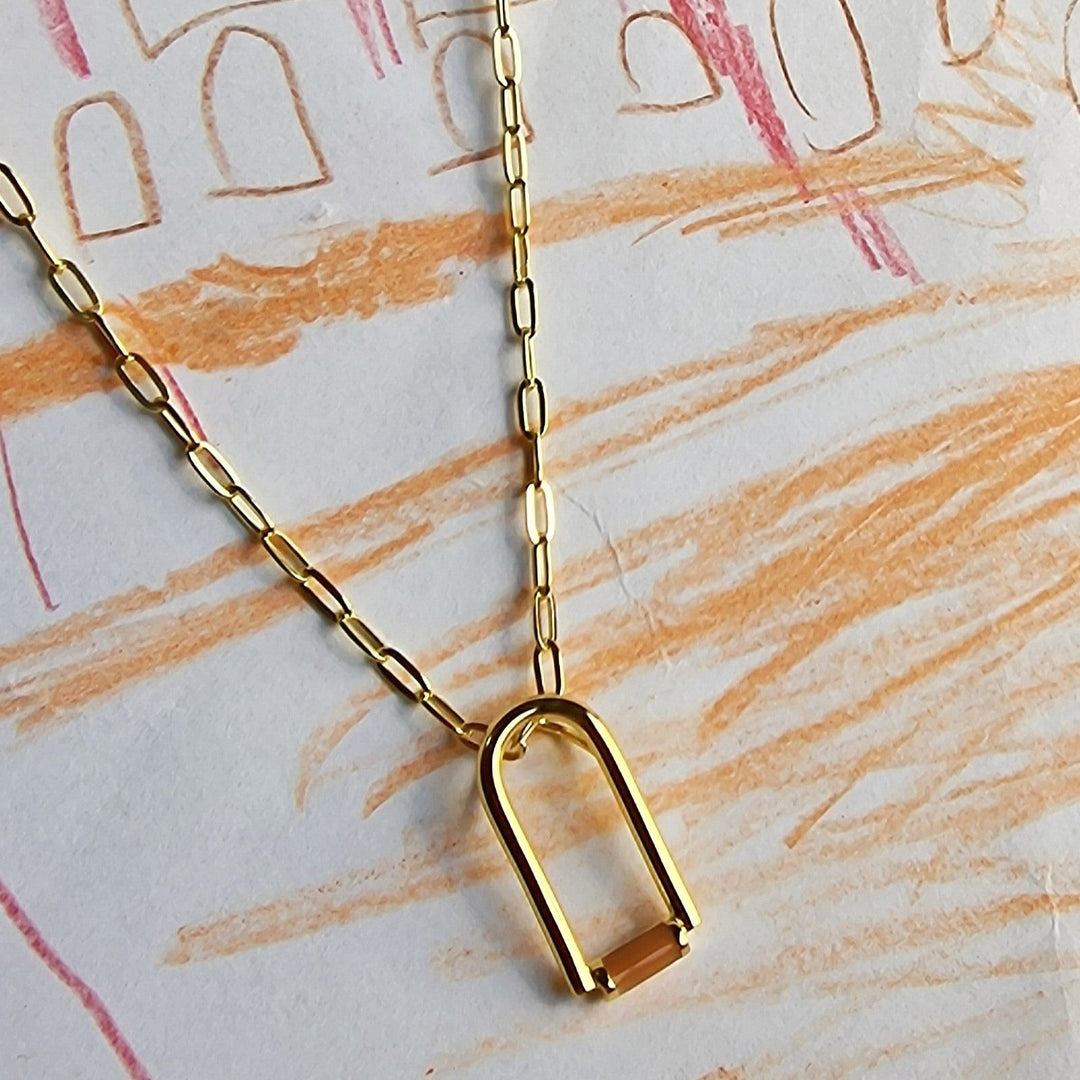 Contemporary Arch Enamel Gold Chain Necklace