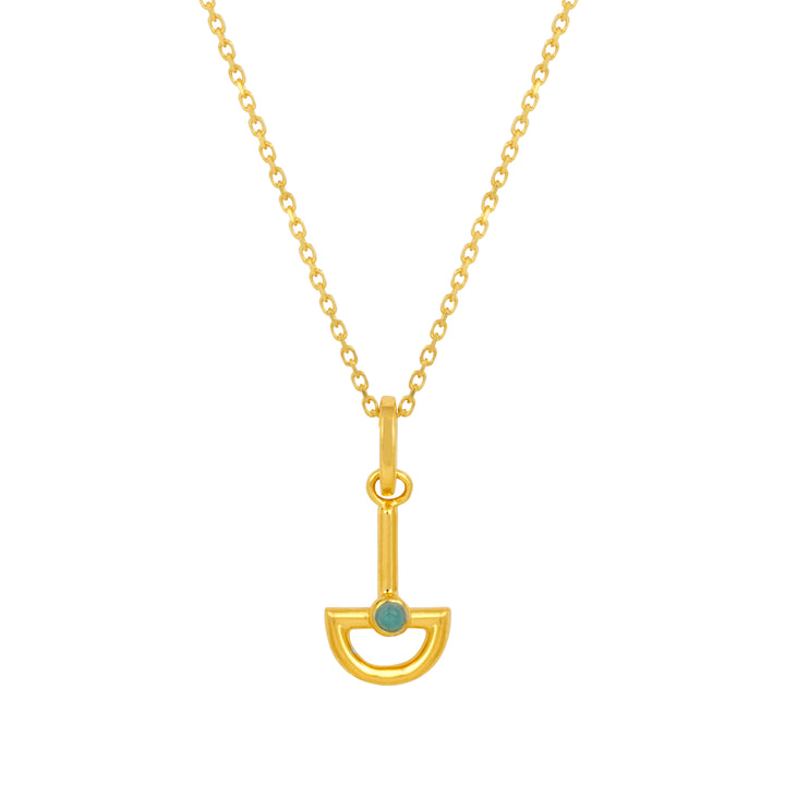 Blue Chalcedony Boat Gold Necklace