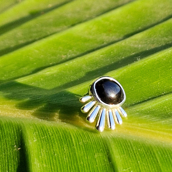 Silver Black Onyx Burst Earring