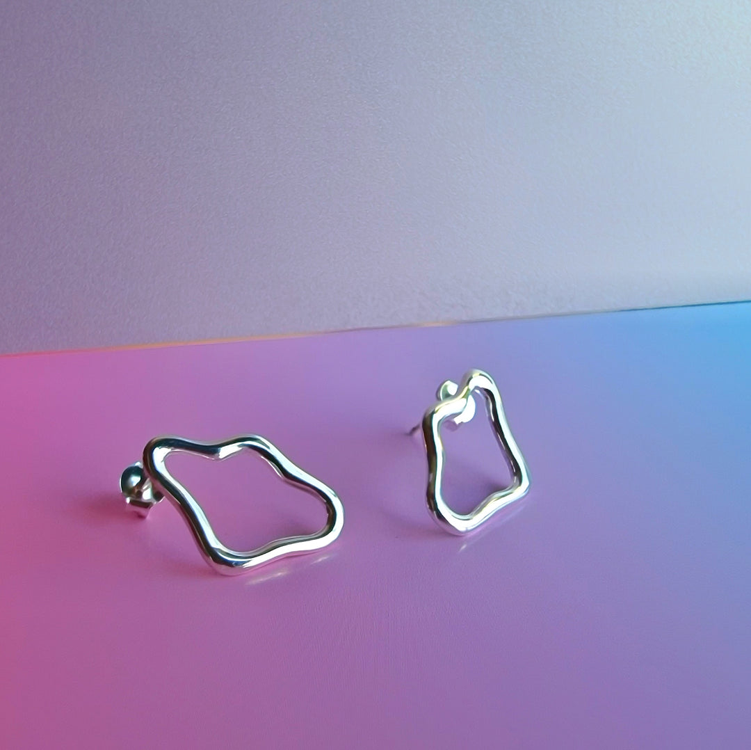 Silver Squiggle Studs