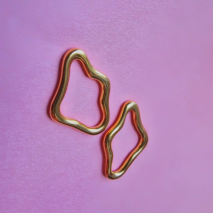 Gold Squiggle Studs