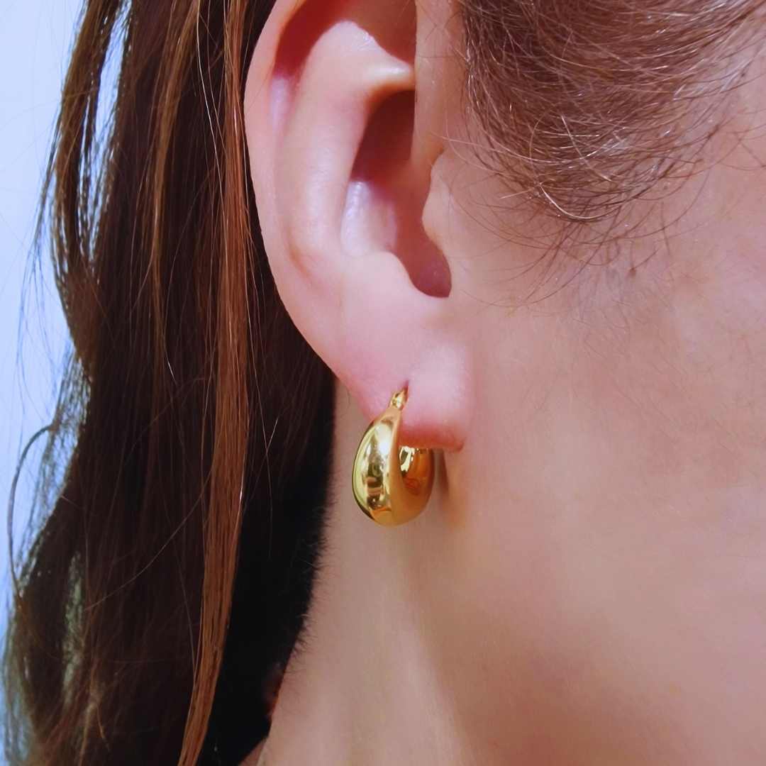 Gold Small Sculpted Hoop Earrings