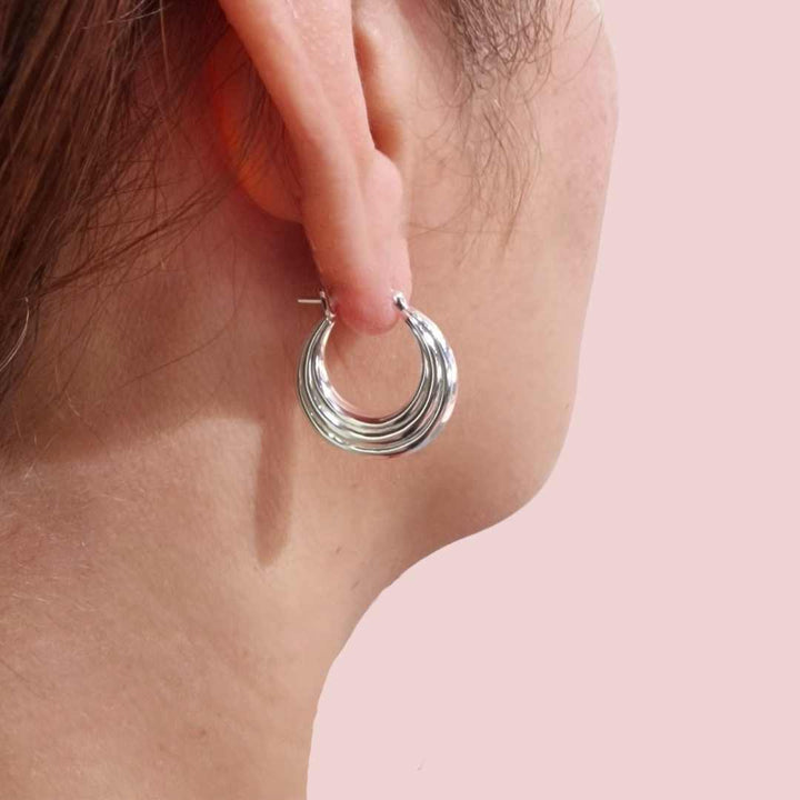 Silver Layered Hoop Earrings