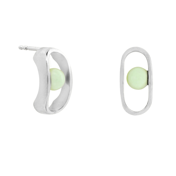 Lemon Green Chrysoprase Studs Silver