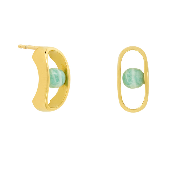 Amazonite Stud Earrings Gold