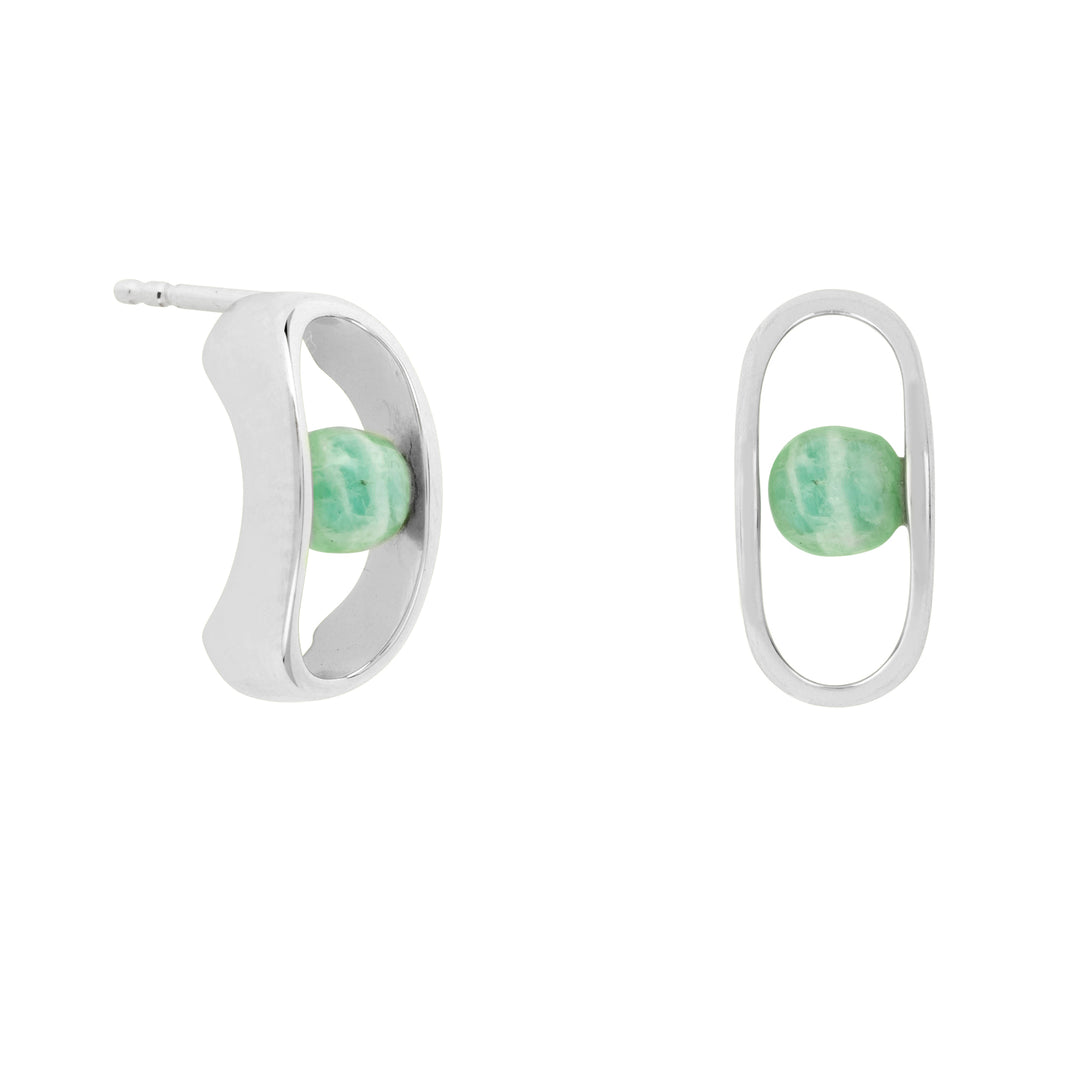 Amazonite Stud Earrings Silver - Vurchoo Ethical Jewellery