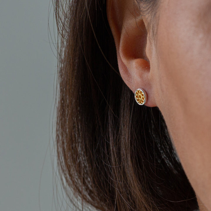 Mandala Gold and Silver Stud Earrings